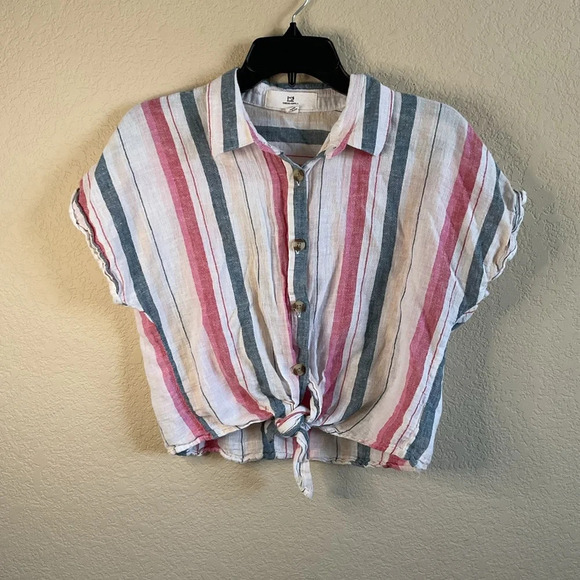 Thread & Supply Tops - Thread + Supply Womens Linen Blend‎ Tie Top Button Down Size Large